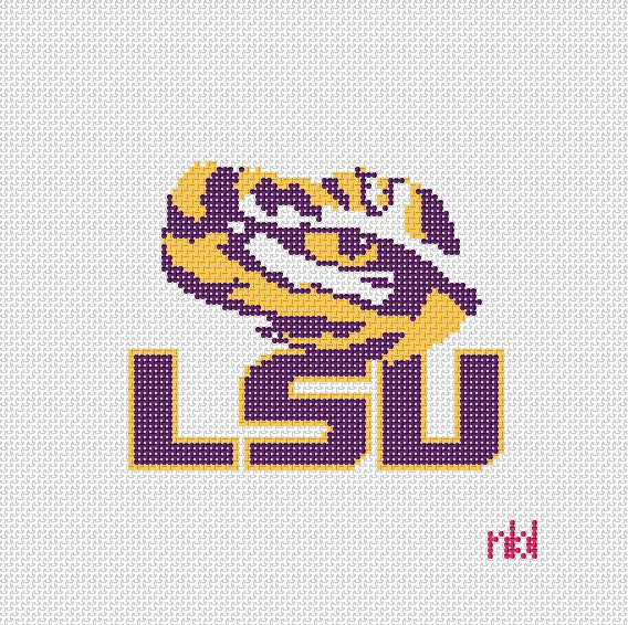 LSU Geaux discount Tigers Hand Painted Needlepoint Canvas