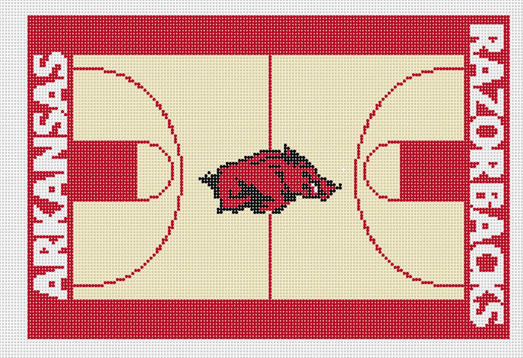 Arkansas Basketball Court Lumbar Pillow Needlepoint Canvas