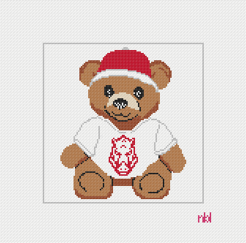 Arkansas Teddy Bear Needlepoint Canvas- Needlepoint by Laura