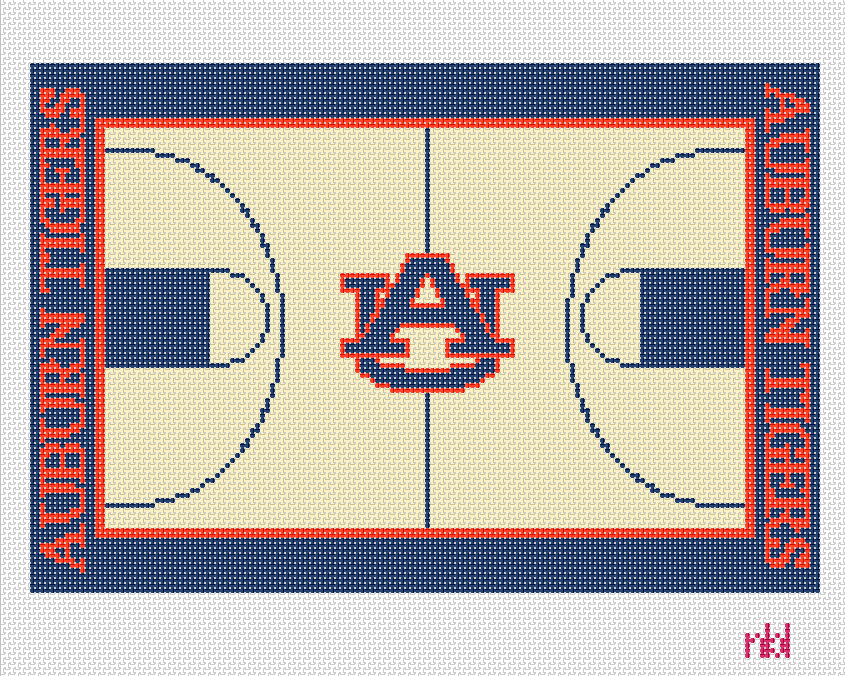 Auburn Basketball Court Lumbar Pillow Needlepoint Canvas