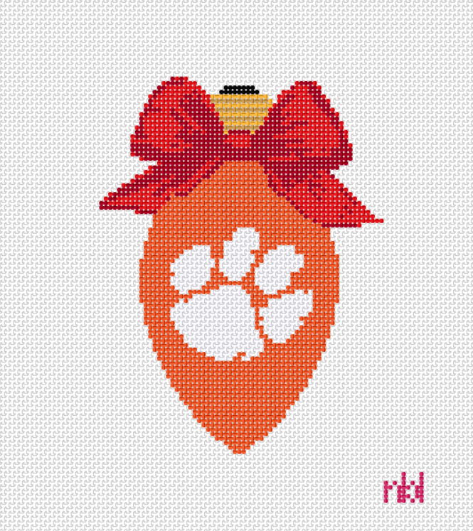 Clemson Christmas Bow Light Bulb Red