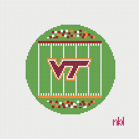 Virginia Tech Football Field Round Canvas