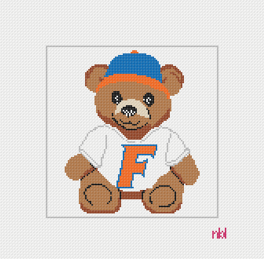 Florida Teddy Bear Needlepoint Canvas- Needlepoint by Laura