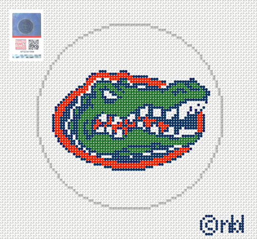 Florida Gator Round Needlepoint Canvas