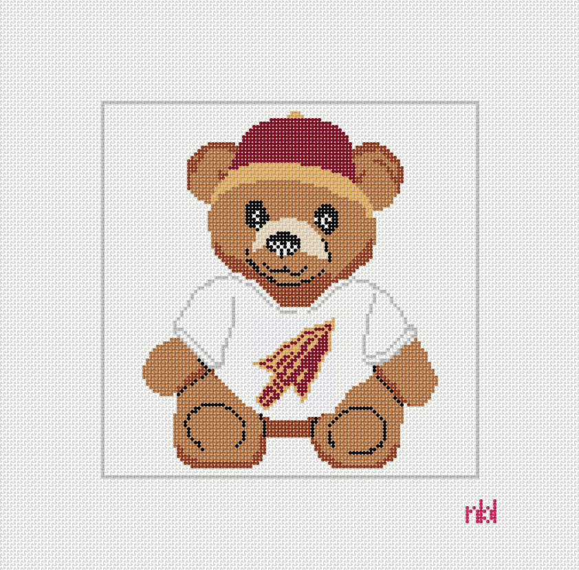 Florida State Teddy Bear Needlepoint Canvas- Needlepoint by Laura