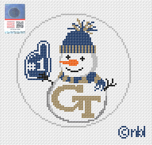 Georgia Tech Snowman 4 inch round