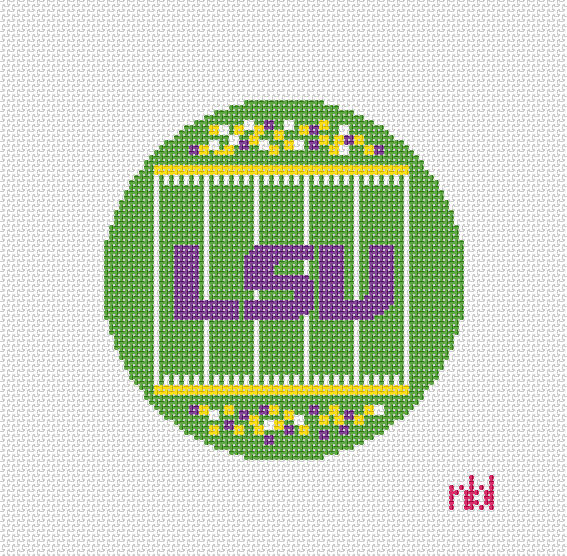 LSU Football Field Round Canvas