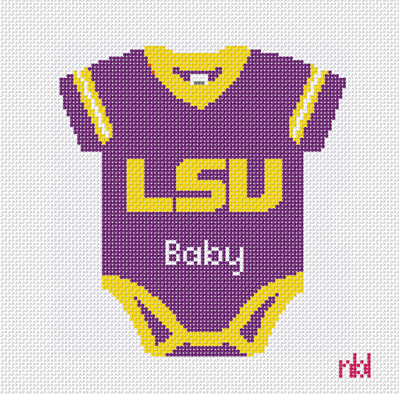 LSU Baby Onesie Needlepoint Canvas