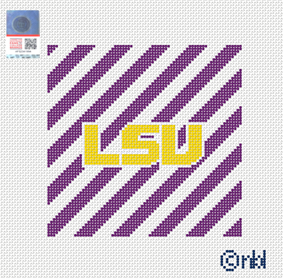 LSU Stripe Canvas- 4 inch square