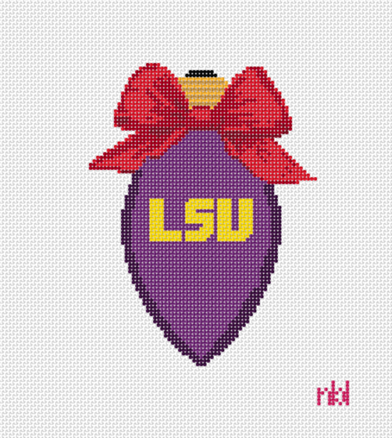 LSU Christmas Bow Light Bulb