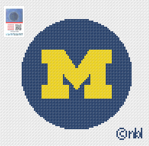 Michigan 4 inch round needlepoint canvas blue