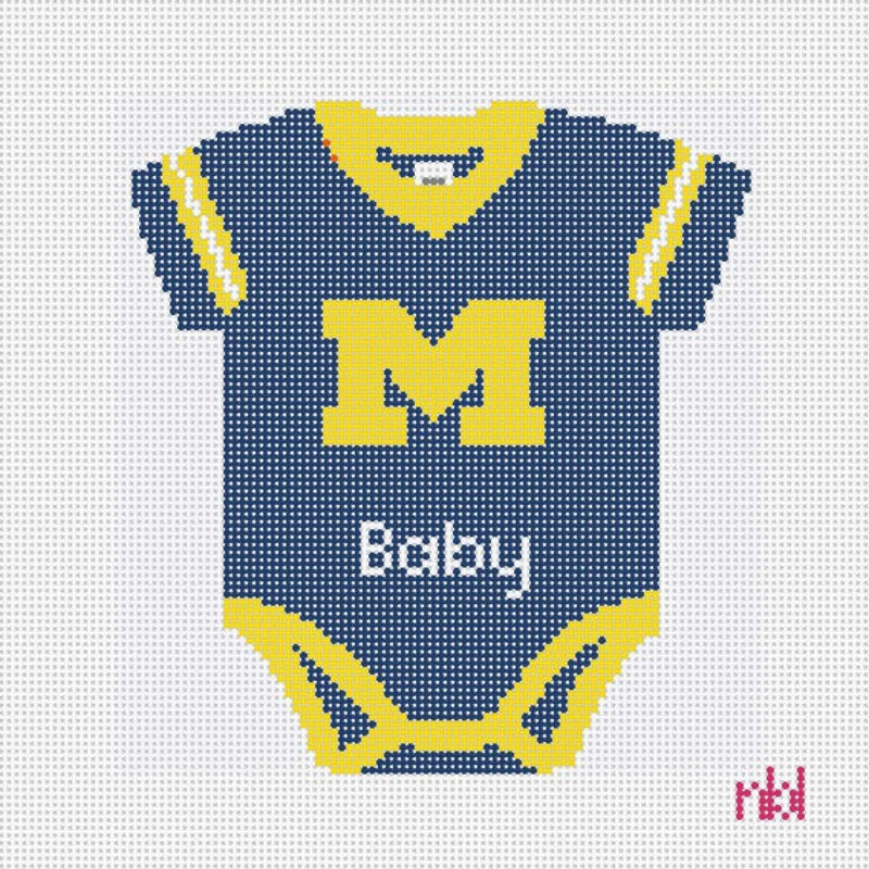 Michigan Baby Onesie - Needlepoint by Laura