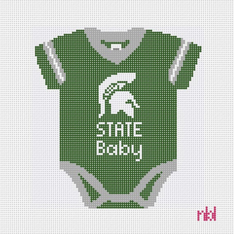 Michigan State Baby Onesie - Needlepoint by Laura