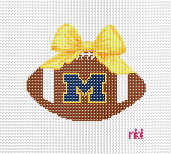 Michigan Christmas Football Bow Ornament