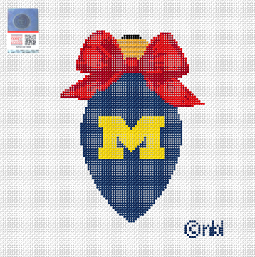 Michigan Christmas Bow Light Bulb