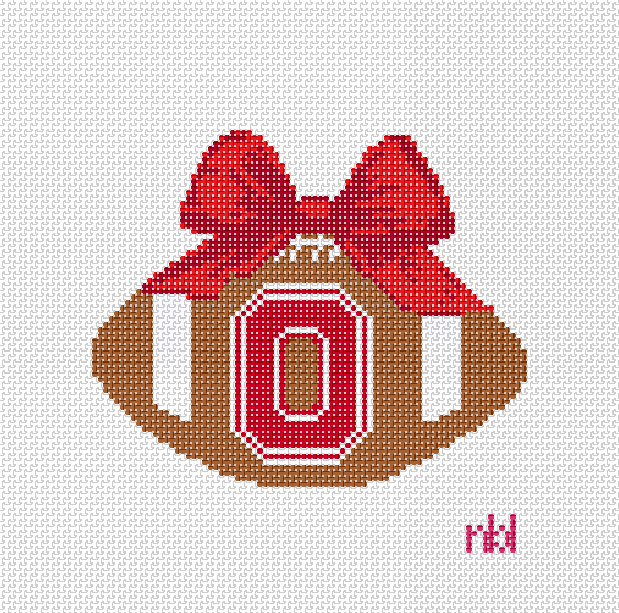 Ohio State Christmas Football Bow Ornament