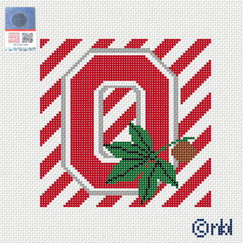 Ohio State Stripe Canvas- 4 inch square