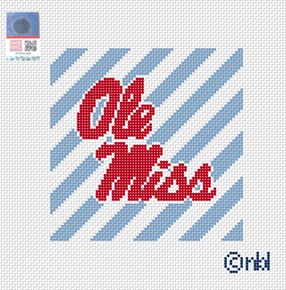 Ole Miss Stripe Canvas- 4 inch square