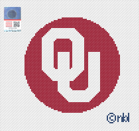 Oklahoma logo round crimson background