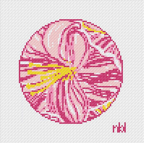 Palm Beach Floral 4 inch round needlepoint canvas