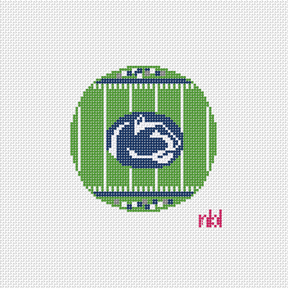 Penn State Football Field Round Canvas  on 14 mesh