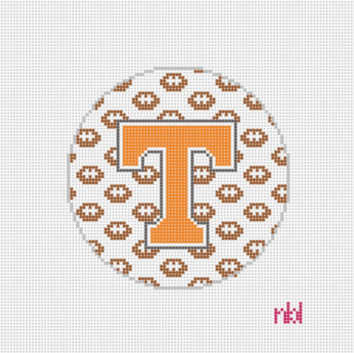 Repeating Football Round Needlepoint Canvas