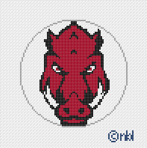 Arkansas Logo Round Needlepoint Canvas - 0