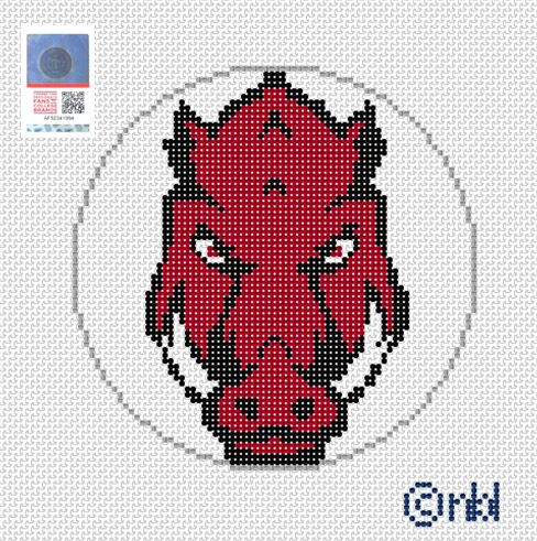 Arkansas Logo Round Needlepoint Canvas