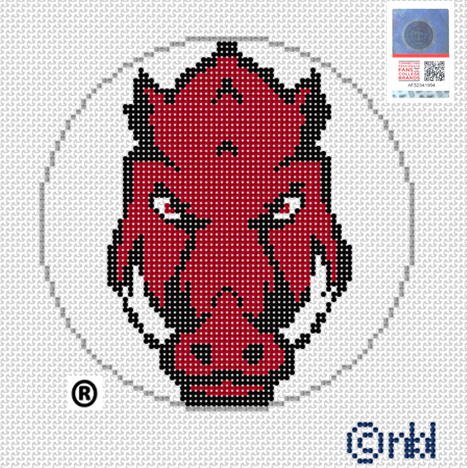 Arkansas Logo Round Needlepoint Canvas