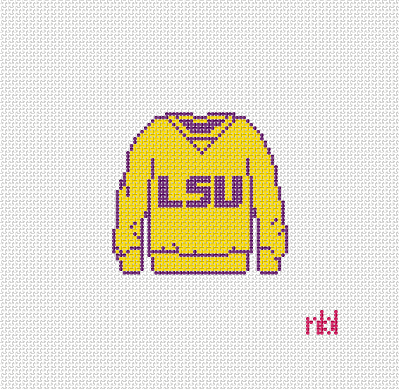 LSU Sweatshirt Needlepoint Canvas- Purple or Yellow - 0