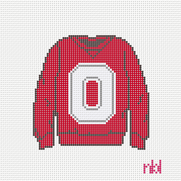 Ohio State Sweatshirt Needlepoint Canvas Gray or Red - 0