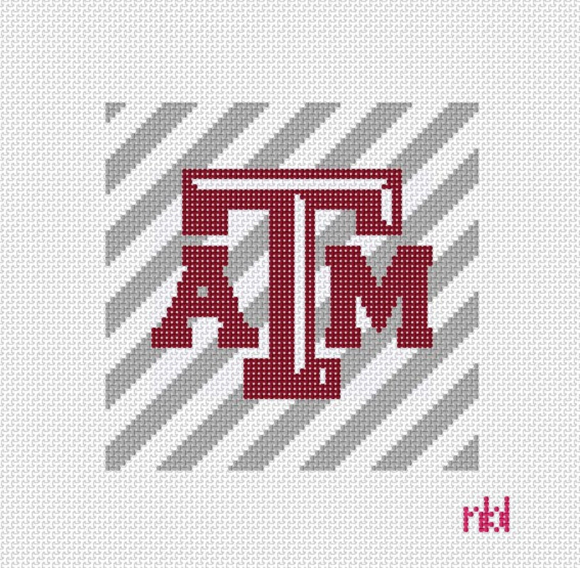 Texas A and M Stripe Canvas- 4 inch square