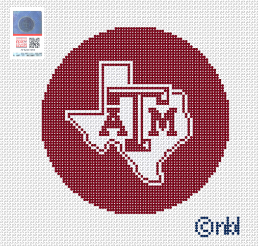 Texas A and M Round Needlepoint Canvas