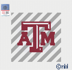 Texas A and M Stripe Canvas- 4 inch square