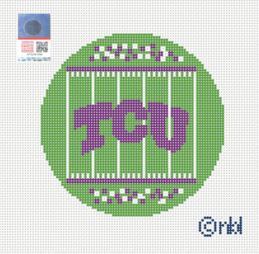 Texas Christian Football Field Round Canvas