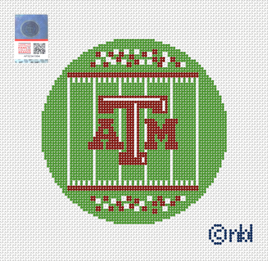 Texas A and M Football Field Round Canvas