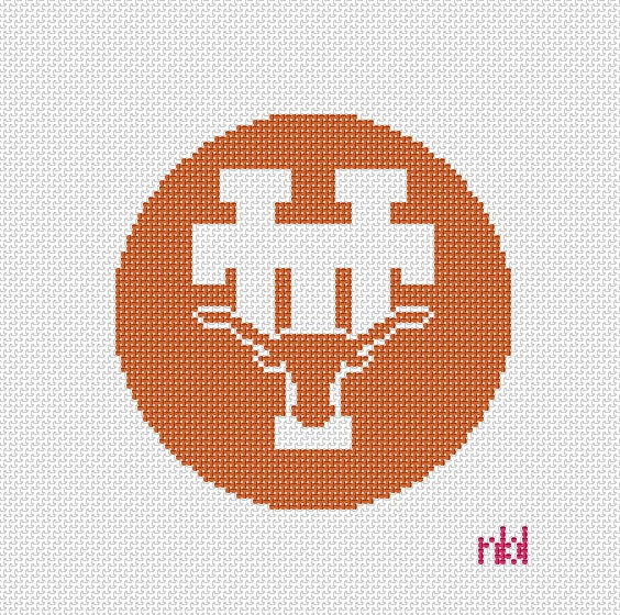 Texas Logo Round Needlepoint Canvas