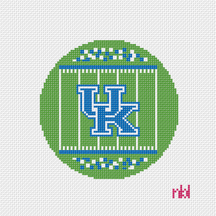 Kentucky Football Field Round on 18 mesh needlepoint