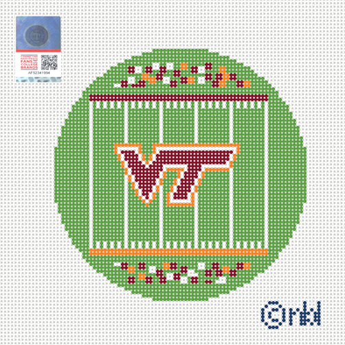 Virginia Tech Football Field Round Canvas