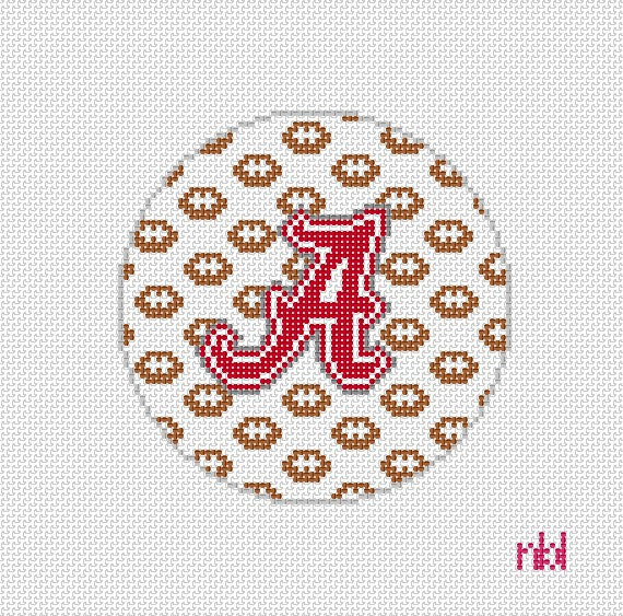 Repeating Football Round Needlepoint Canvas