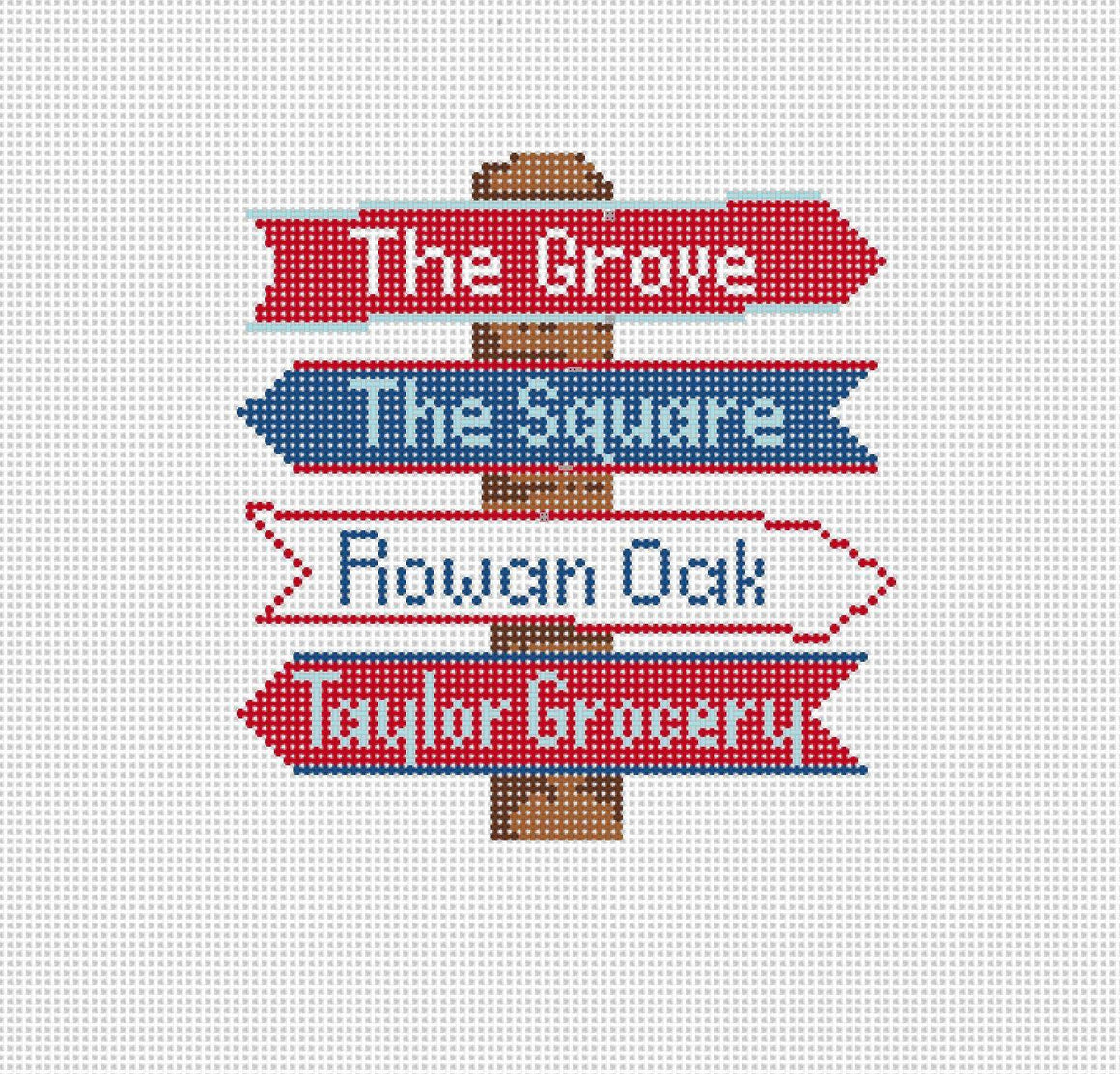 Needlepoint canvas-Ole Miss College Icon Destination Sign - Needlepoint ...