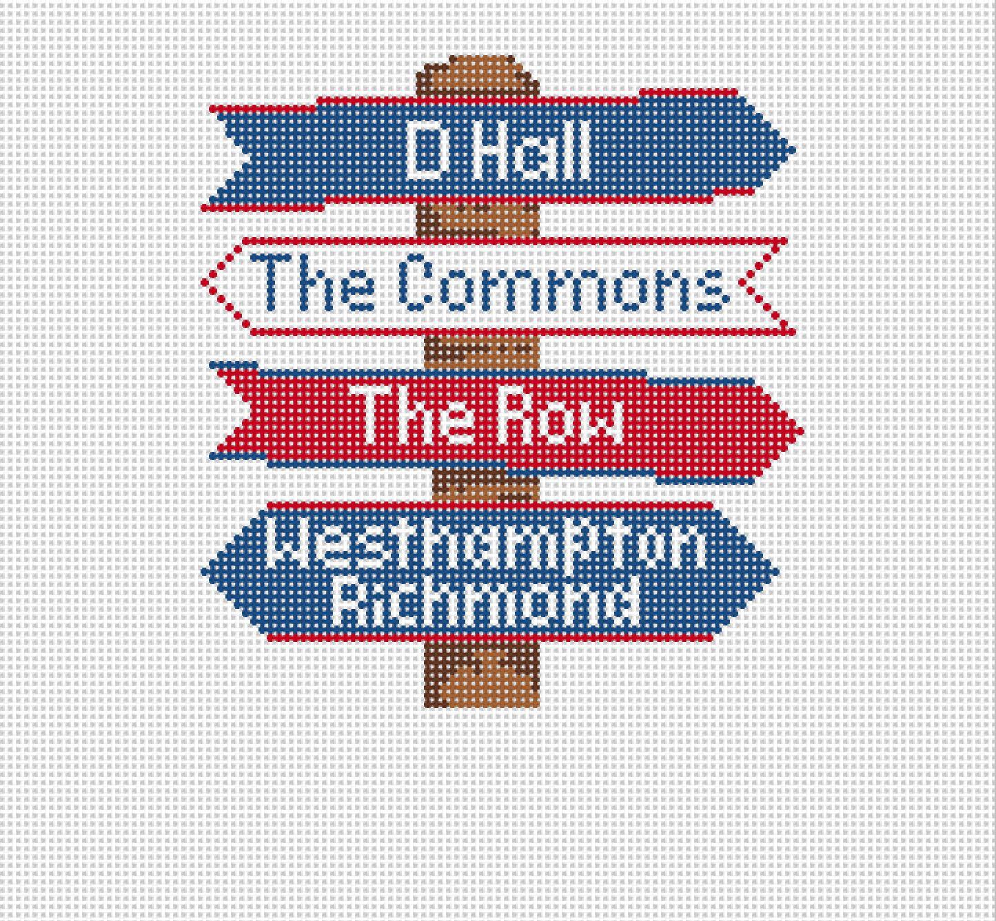 Richmond College Icon Destination Sign | Needlepoint by Laura