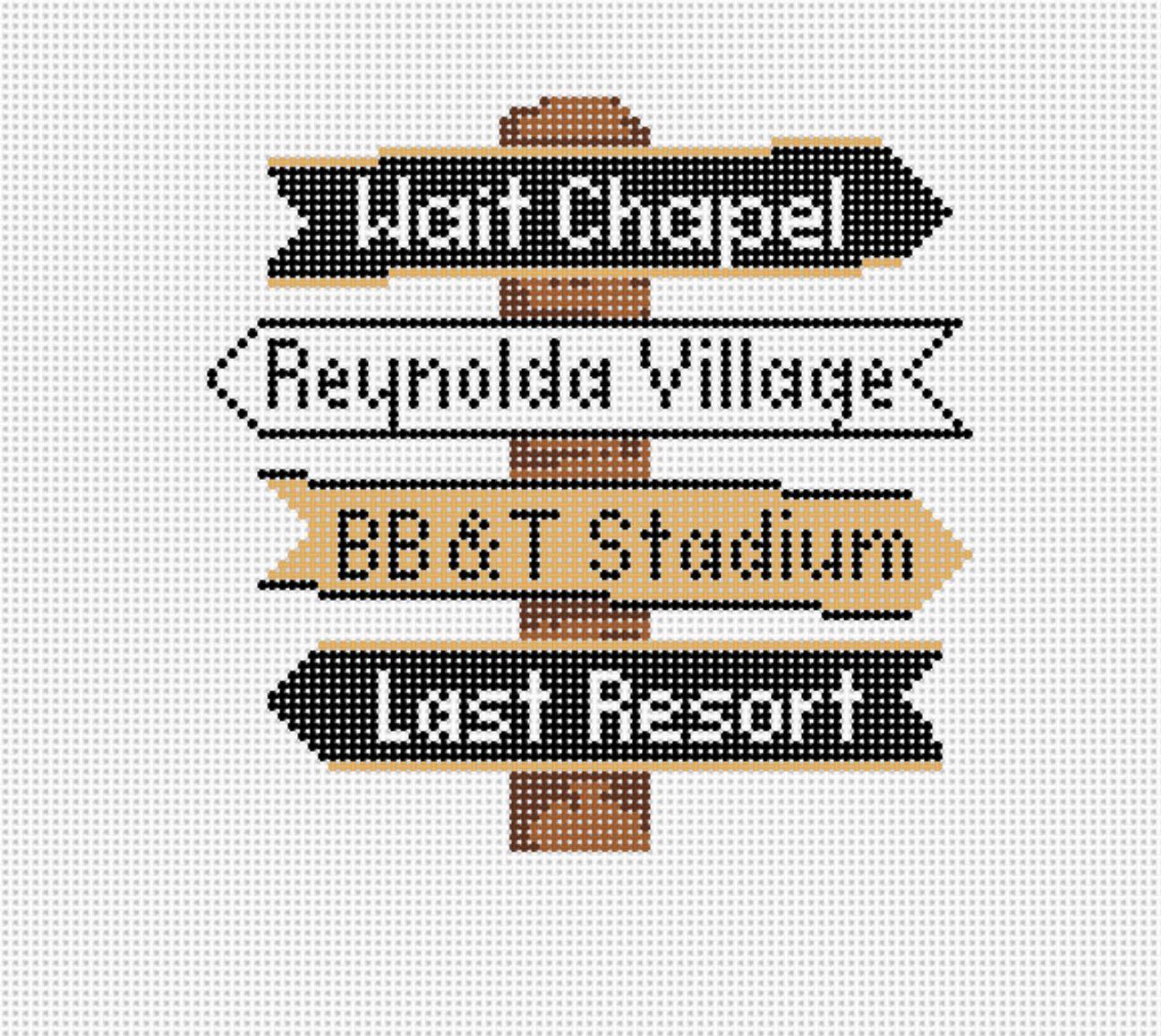 Wake Forest Icon Destination Sign | Needlepoint by Laura